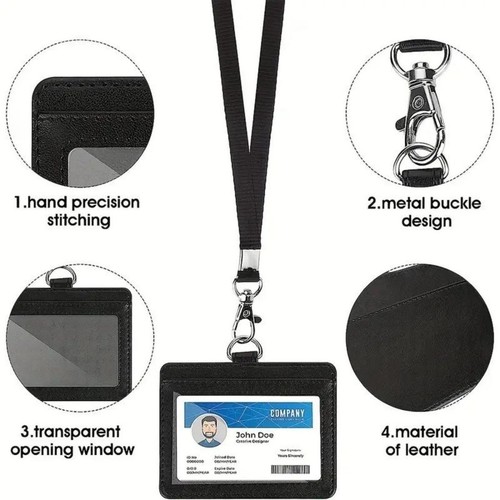 Leather badge holder - leather,