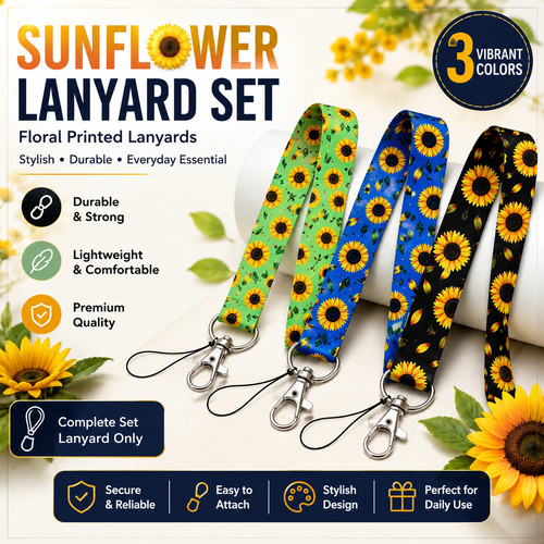 Sunflower lanyard neck strap - lanyard,