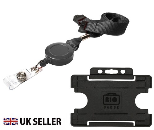 Black retractable lanyard - black,