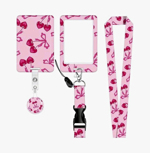 Pink cherry print badge - id,
