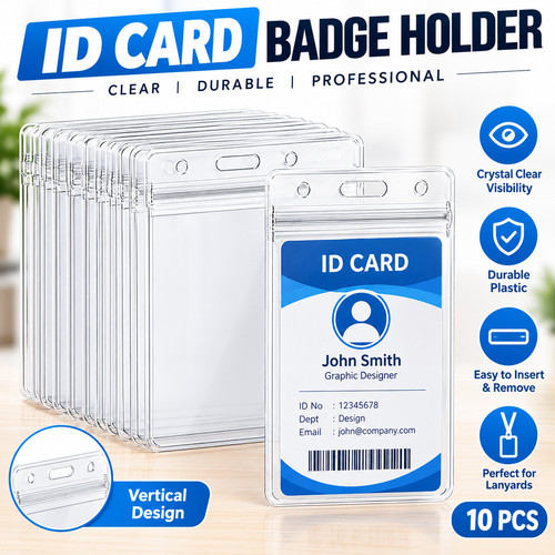 Clear vertical card badge - card,