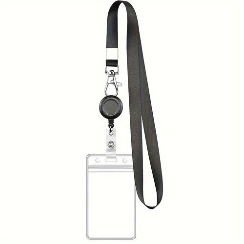 Black retractable badge reel - black,